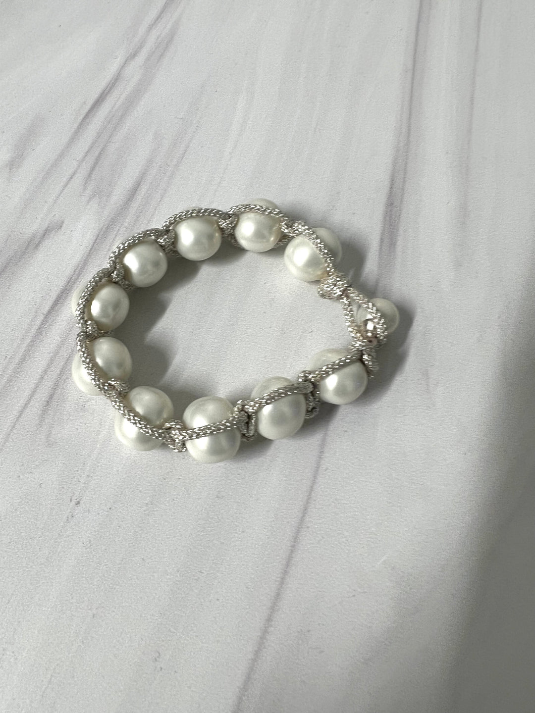 Pearl Macrame Bracelet with button clasp