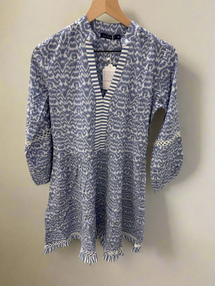 Alison Long-Sleeve Ikat Dress