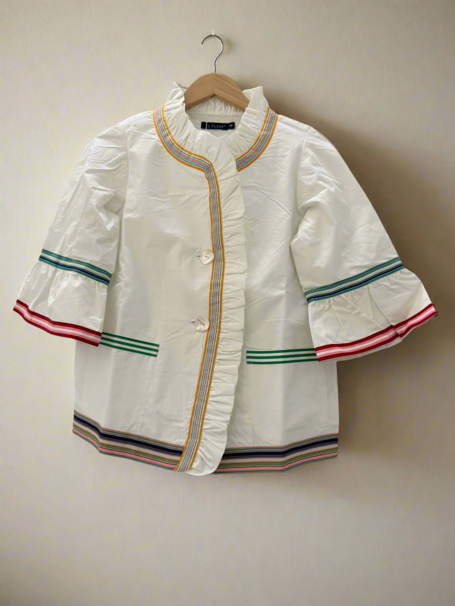 Ruffle White Jacket