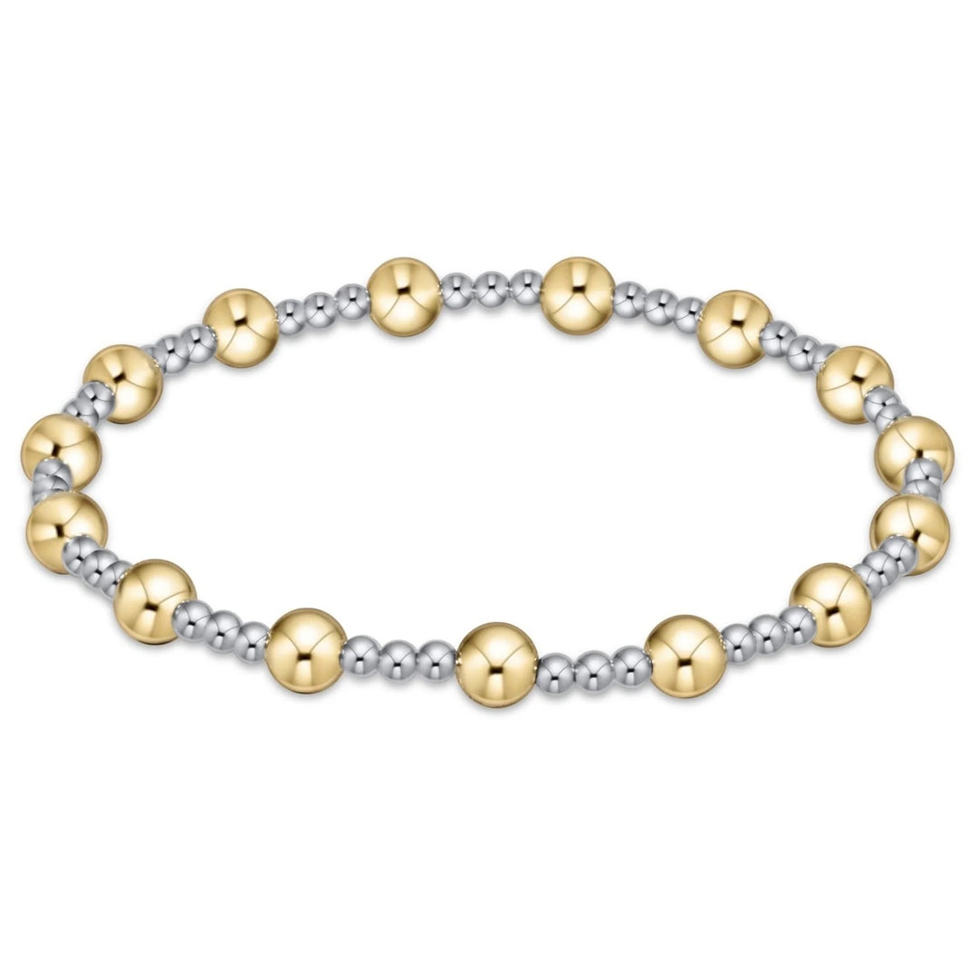 Classic Grateful Pattern 4mm Bead Bracelet - Mixed Metal