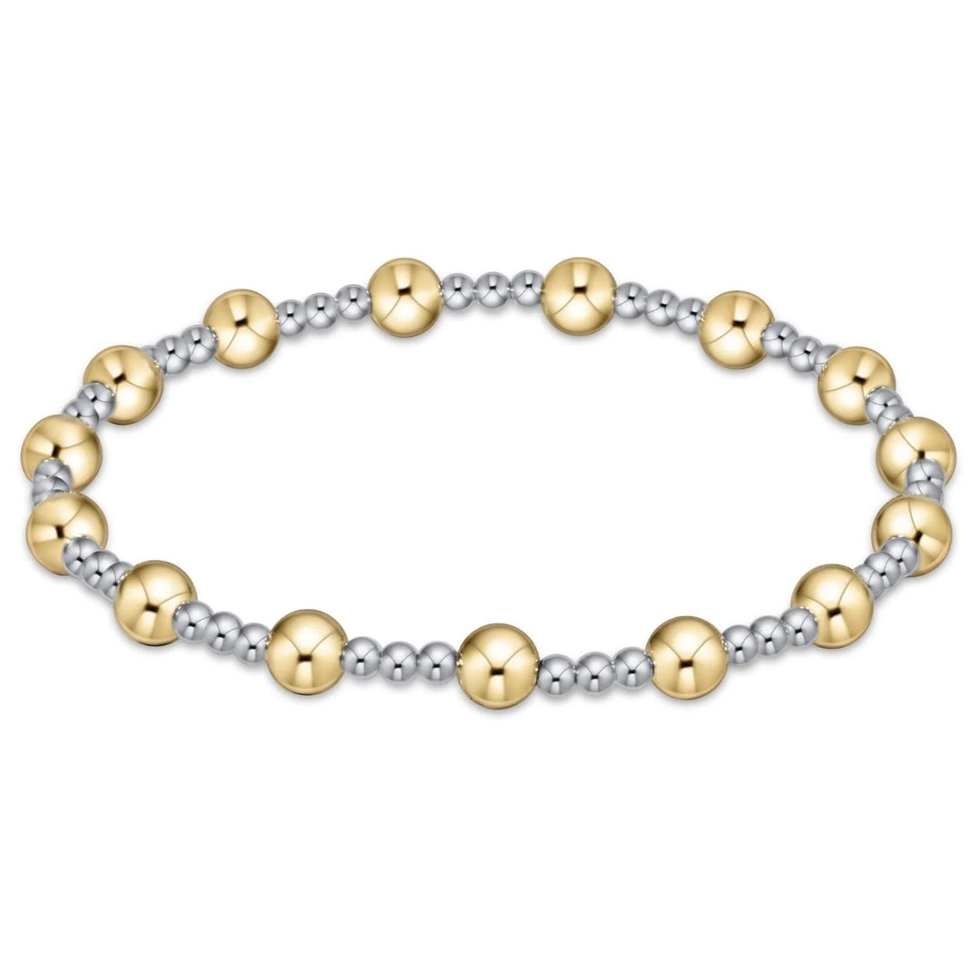 Classic Grateful Pattern 6mm Bead Bracelet - Mixed Metal