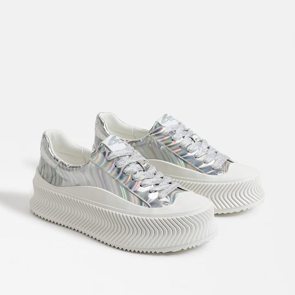 Silver cheap platform trainers