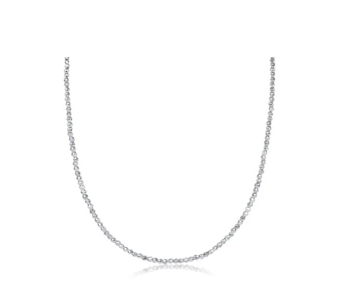 15" Choker Bright Silver Faceted Hematite 2MM Bead Necklace
