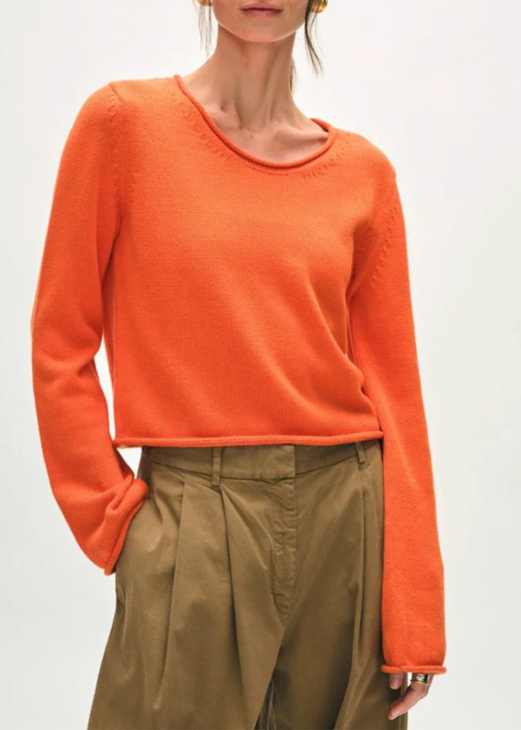 Cotton Roll Trim Sweater
