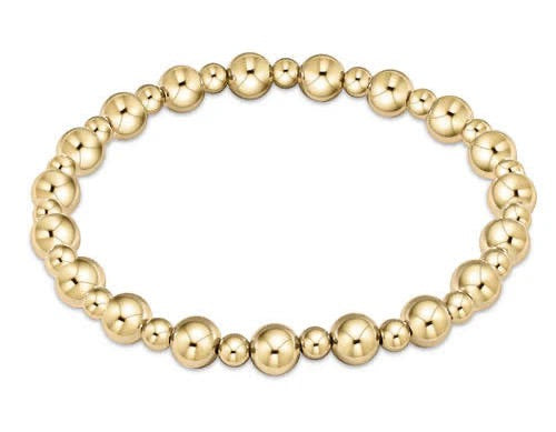 Classic Grateful Pattern 6mm Bead Bracelet - Gold