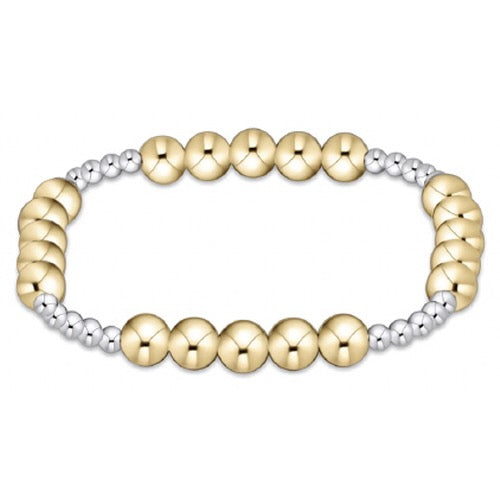 Classic Blissful Pattern in 3mm & 6mm Bead Bracelet - Mixed Metal