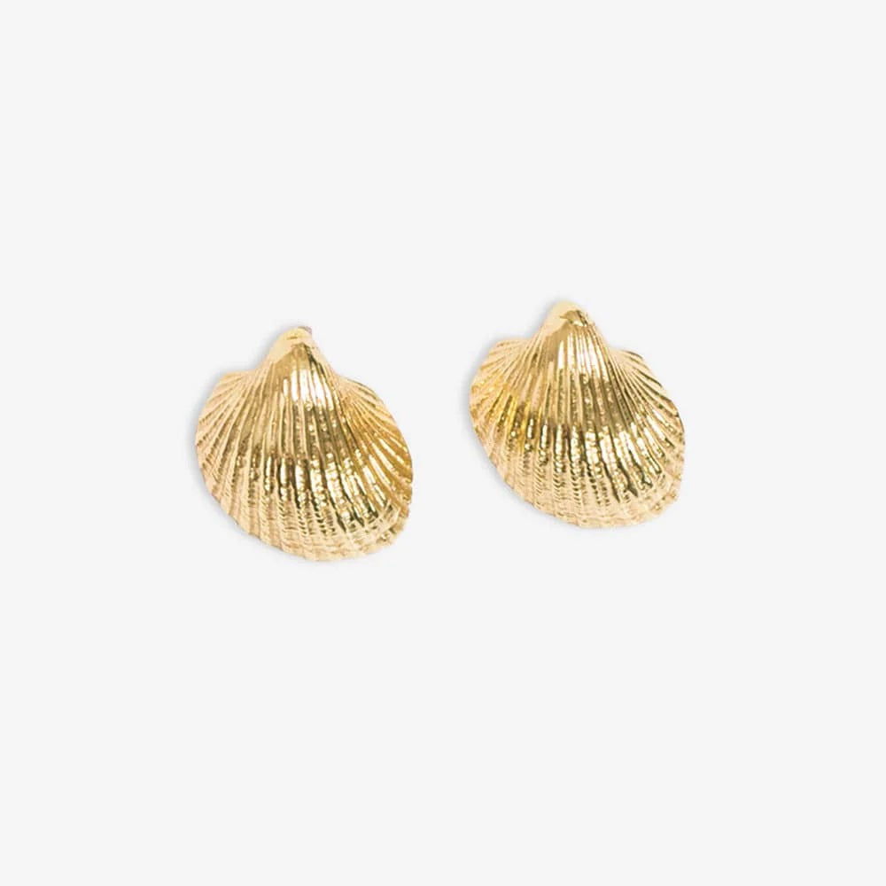 Brass Cockle Shell Earring