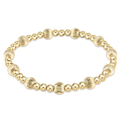 Dignity Sincerity Pattern Gold 6mm Bead Bracelet