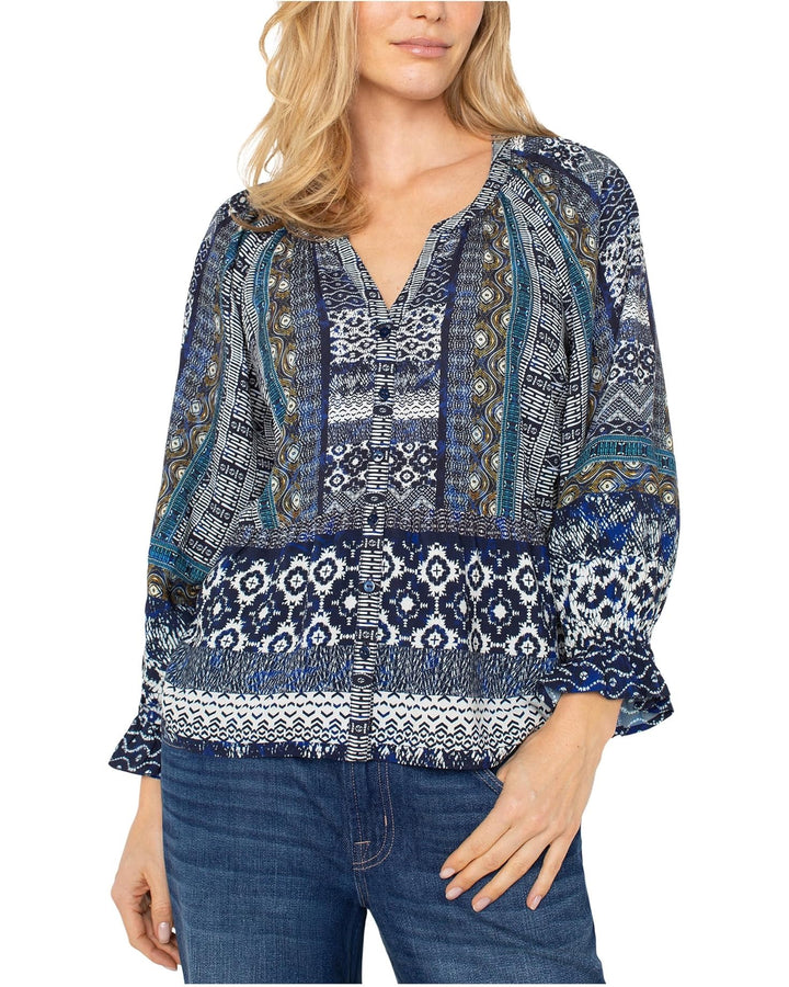 Button Shibori 3/4 Sleeve Shirt