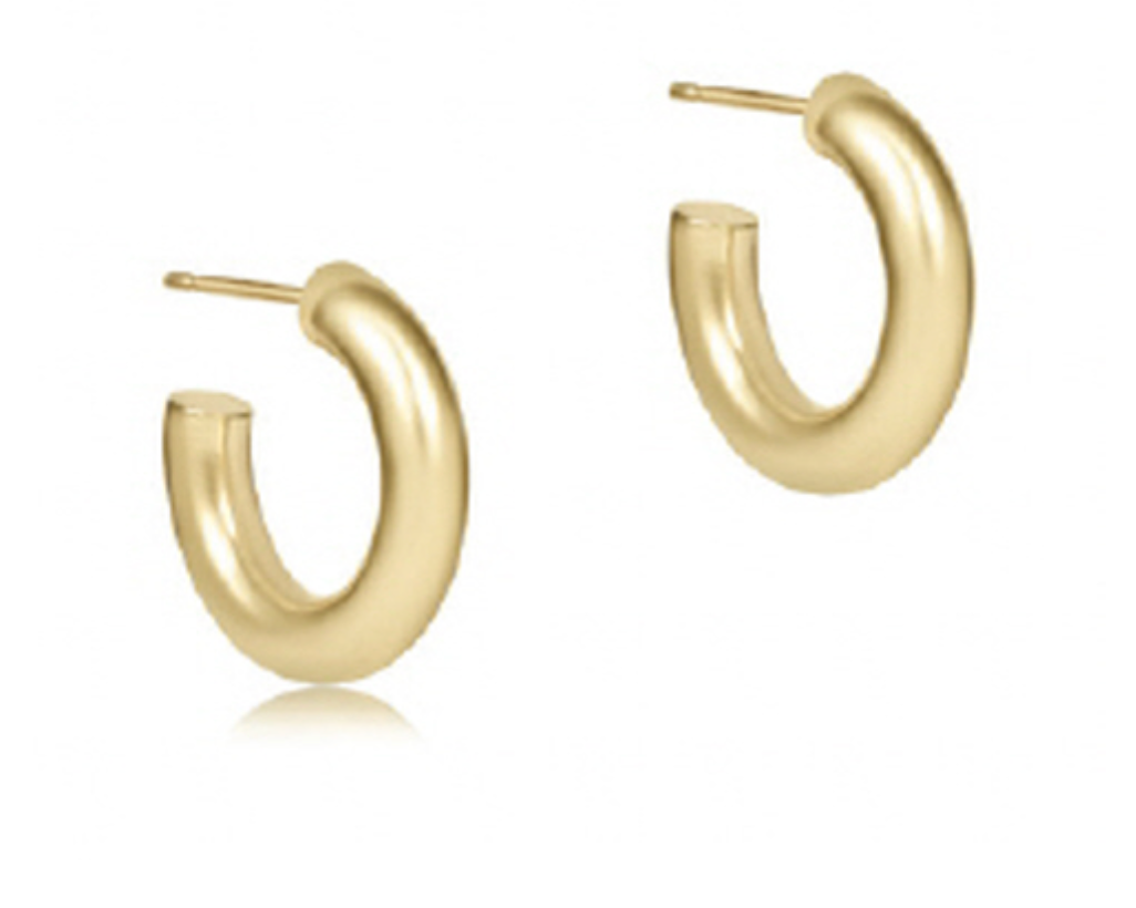 Round .5" Gold Post Hoop Earring 4MM Smooth