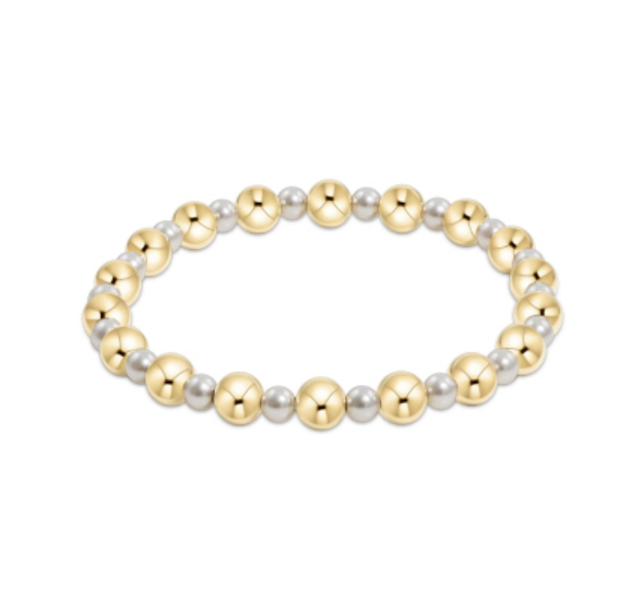 Grateful 4mm Pearl 6mm Gold Bead Bracelet