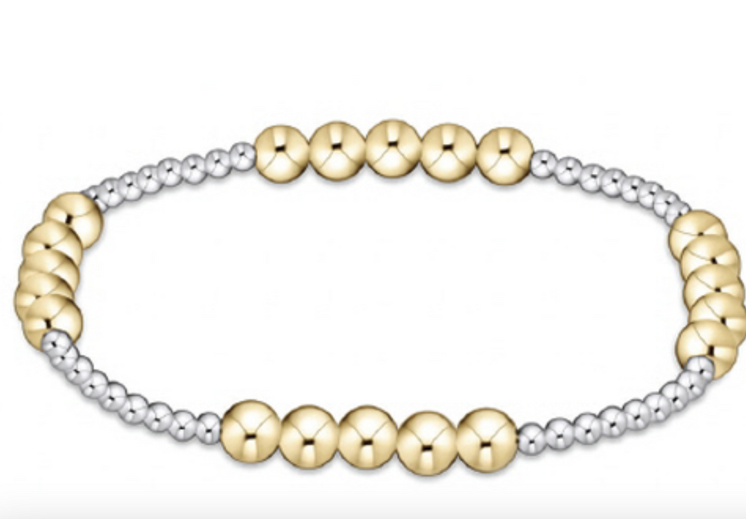 Classic Blissful Pattern 5mm Bead Bracelet - Mixed Metal