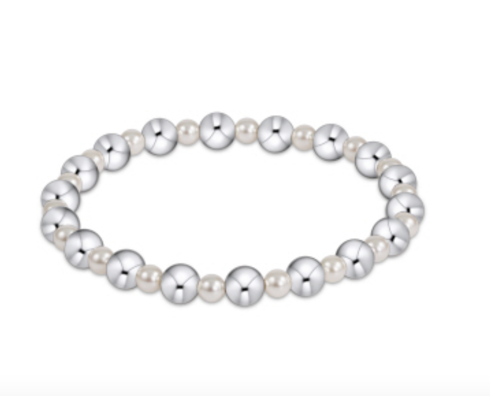 Grateful 4mm Pearl 6mm Sterling Bead Bracelet