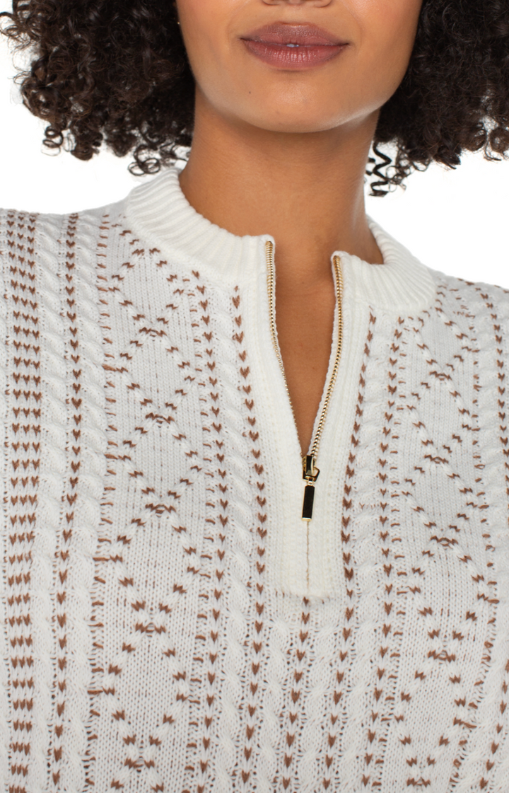 Cap Sleeve Zip Sweater