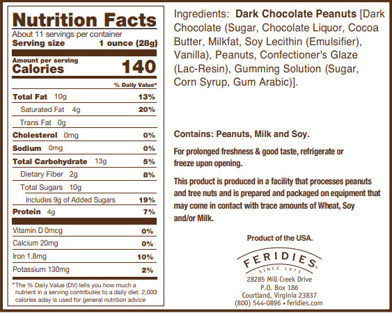 11oz Dark Chocolate Covered Peanuts