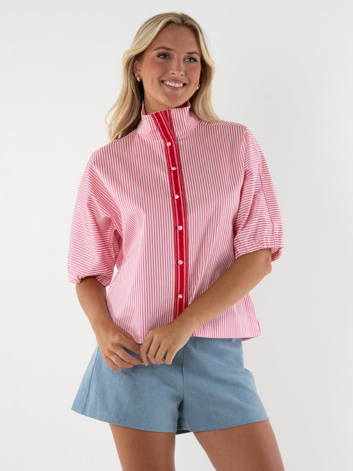 Bonny Top - Pink Carnation Stripe