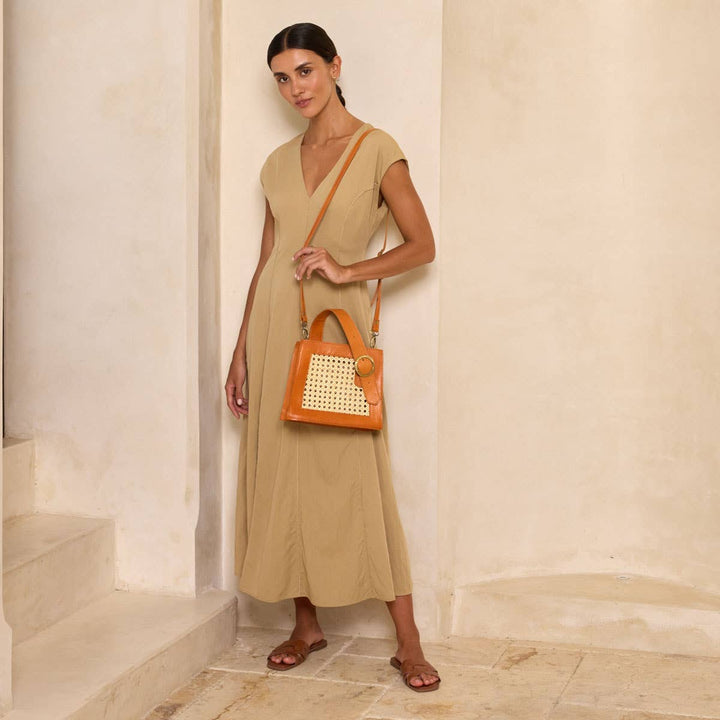 Rattan Cane Buckle Handbag