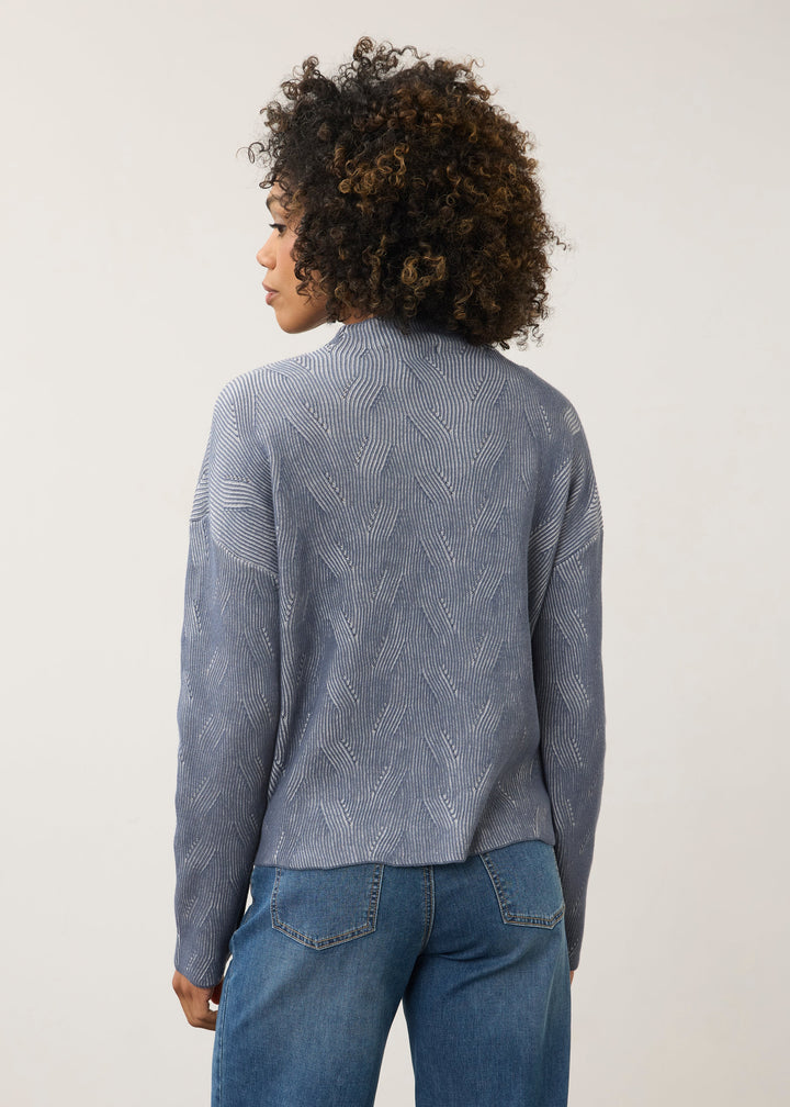 Long Sleeve Funnel Neck Sweater in Stormcloud, back