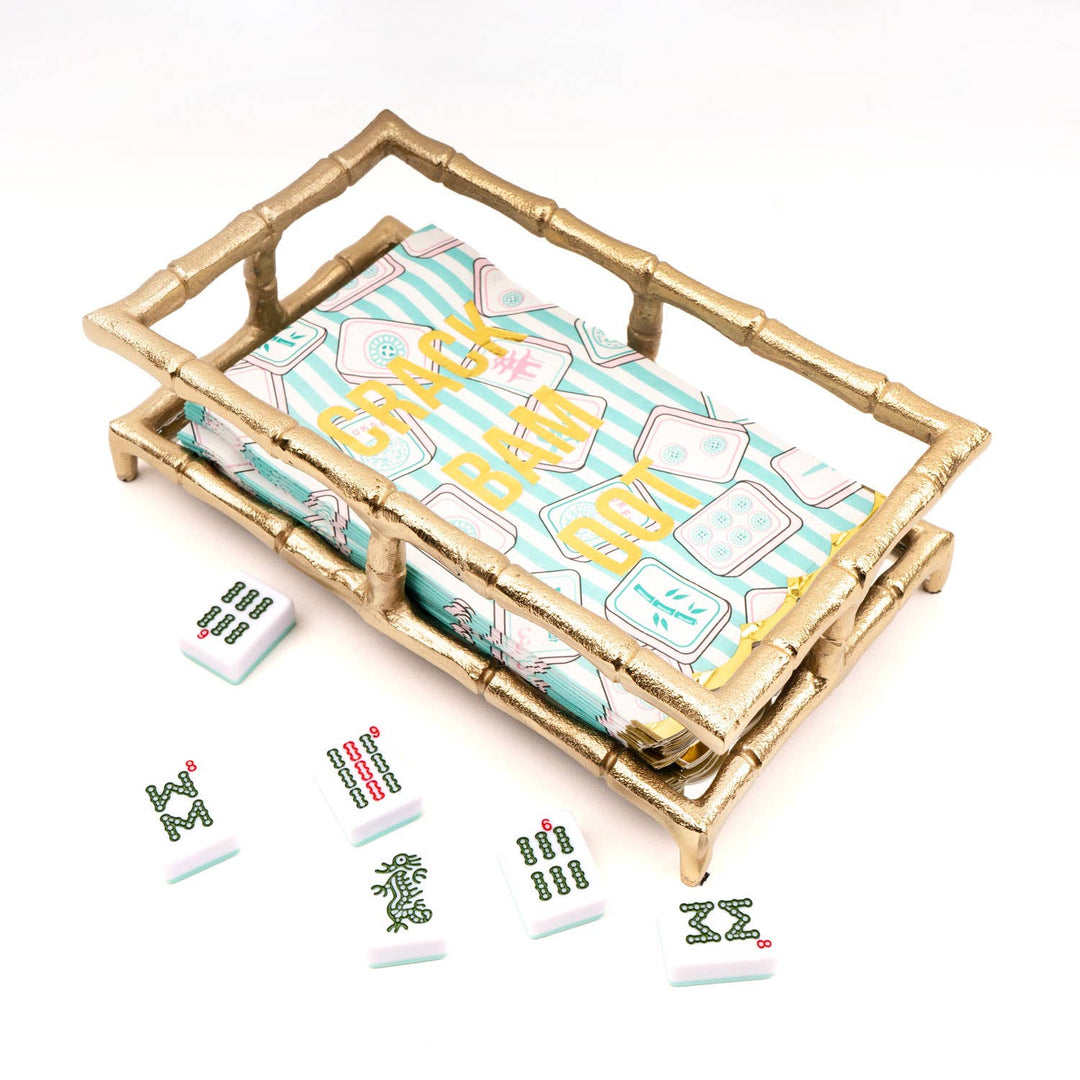 White guest towel with Mahjong stripe pattern from 8 Oak Lane, featuring a soft fabric and elegant design for home use.