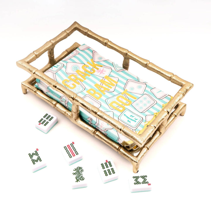 White guest towel with Mahjong stripe pattern from 8 Oak Lane, featuring a soft fabric and elegant design for home use.