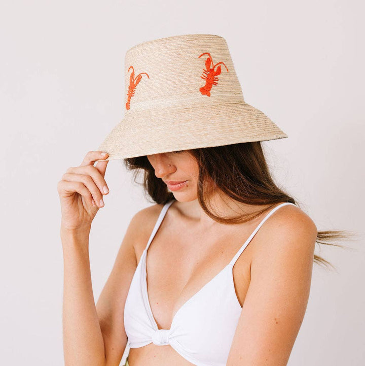 Sunshine Tienda lobster bucket hat made of fabric with a colorful lobster print, perfect for casual summer accessories.