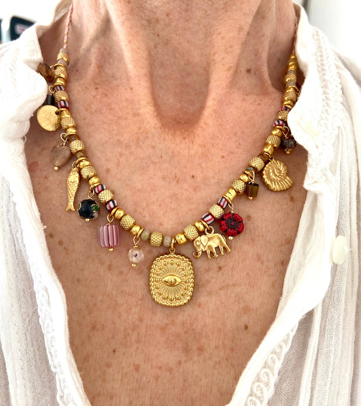 Pondicherry 18K GP On SS Necklace
