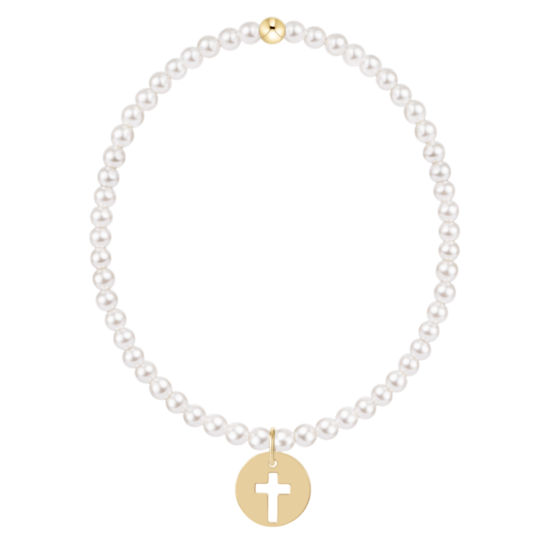 Classic Pearl 3mm Bracelet - Blessed Gold Disc