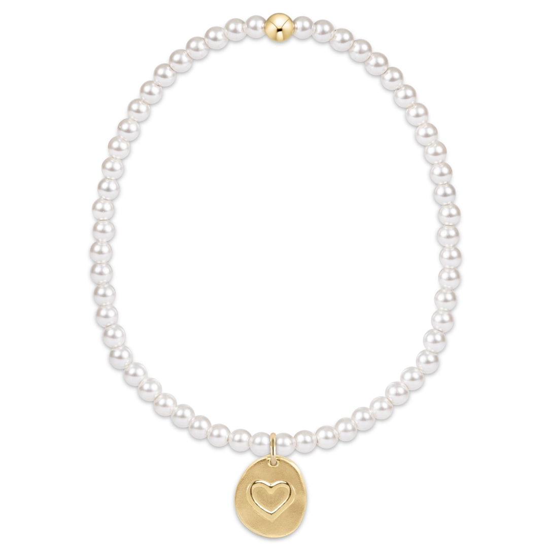 Classic Pearl 3mm Bracelet - Inspire Love Small Gold Disc