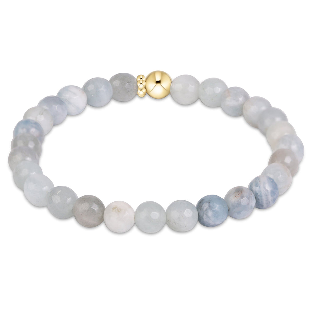 Enewton Classic Gemstone 6mm bracelet in aqua gemstones, shown on a clean background