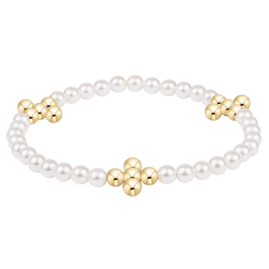 Beaded 4mm Gold Signature Cross 4mm Pearl Bracelet Ordered