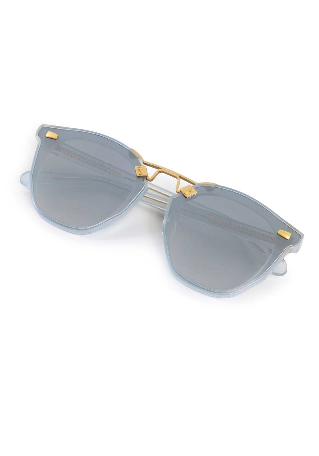 KREWE Beau Nylon Powder Blue sunglasses, folded side view