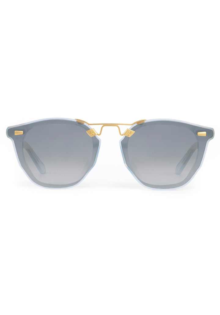 KREWE Beau Nylon sunglasses in Powder Blue acetate with 18K gold bridge, front view