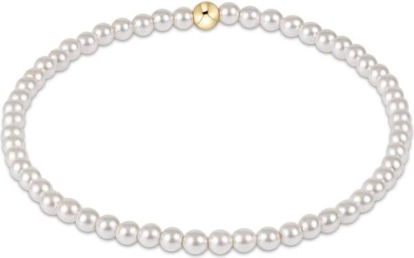 3mm pearl bracelet with gold bead on white background