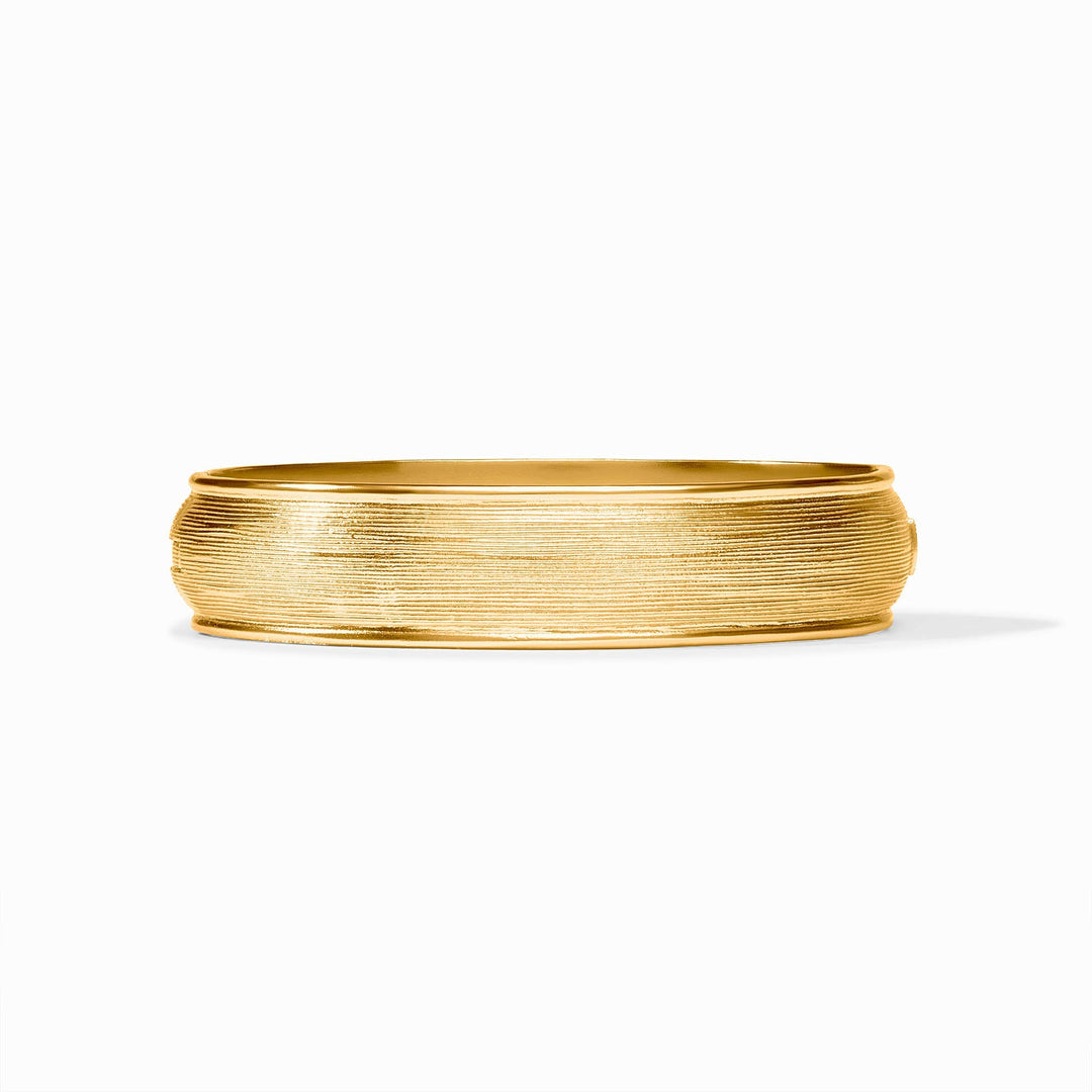 Gold Julie Vos Cobblestone Hinge Bangle bracelet featuring textured cobblestone design, stylish accessory for elegant wrist wear.