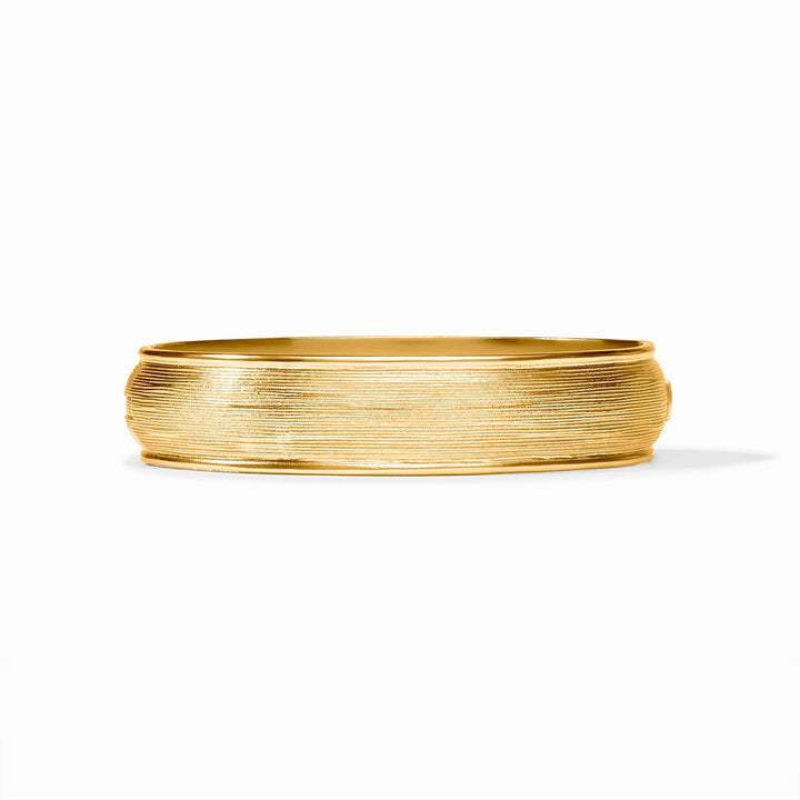 Gold Julie Vos Cobblestone Hinge Bangle bracelet featuring textured cobblestone design, stylish accessory for elegant wrist wear.