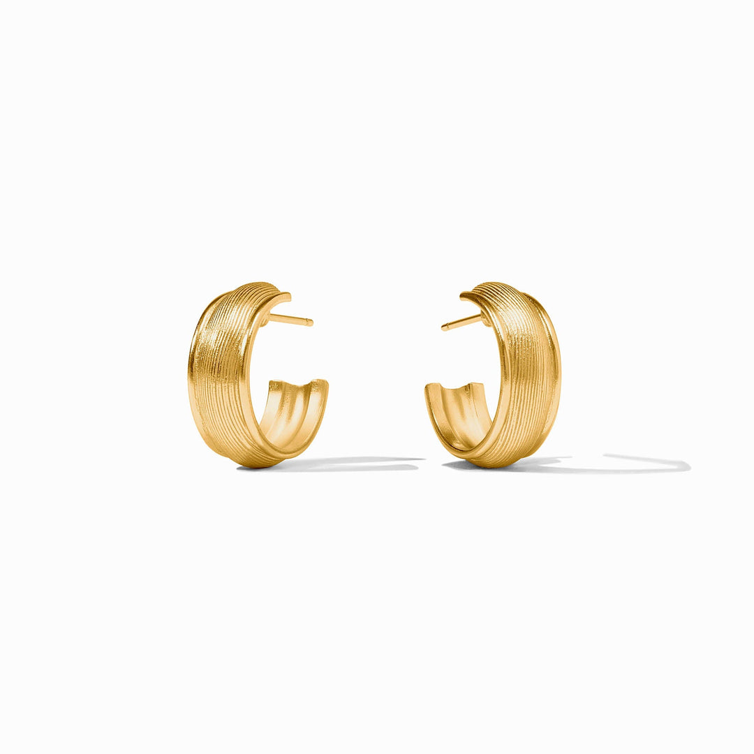 Gold Cobblestone Hoop earrings by Julie Vos, featuring textured cobblestone design, suitable as elegant jewelry accessories.