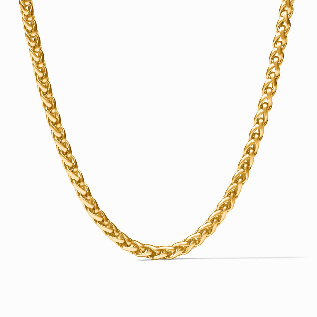 Gold Cobblestone Link Necklace by Julie Vos, showcasing a delicate chain with textured cobblestone links for elegant accessories.