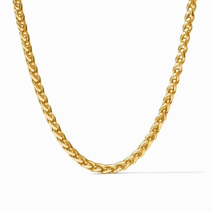 Gold Cobblestone Link Necklace by Julie Vos, showcasing a delicate chain with textured cobblestone links for elegant accessories.