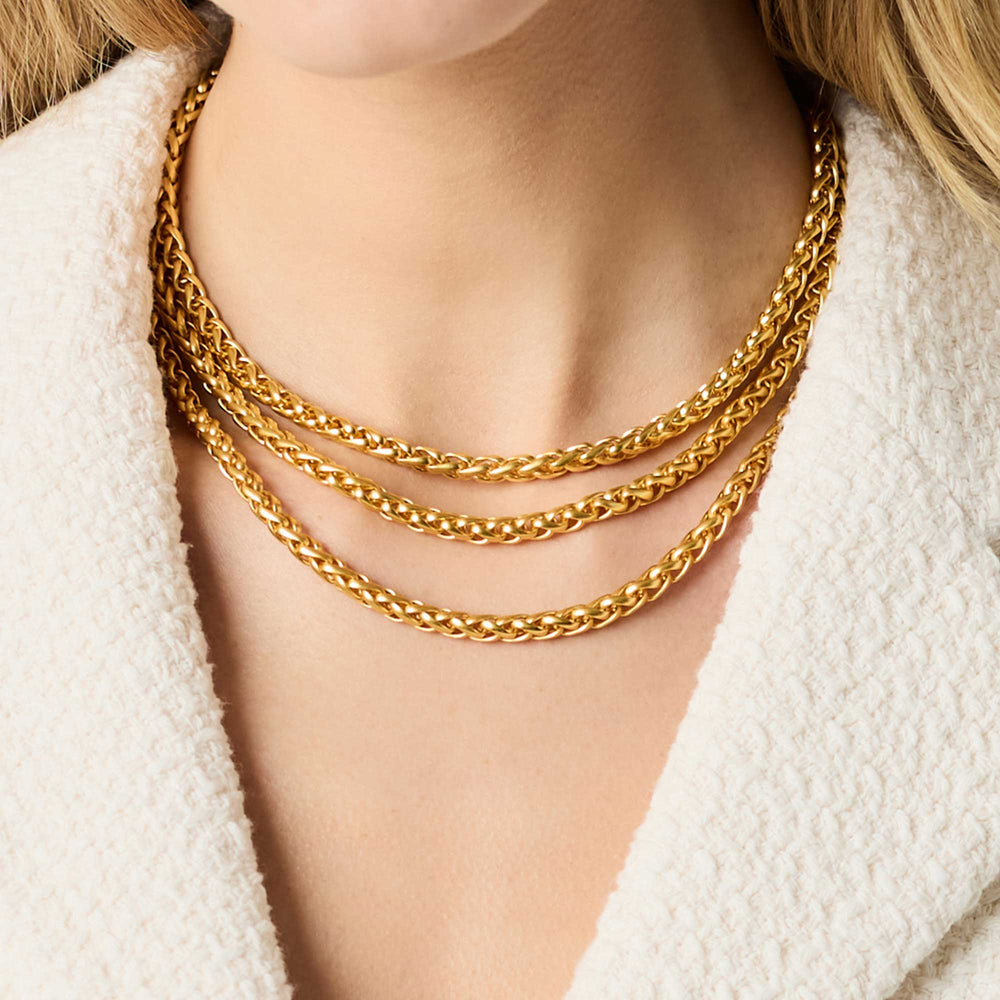 Gold Cobblestone Link Necklace by Julie Vos featuring textured, interconnected links for stylish accessory wear.