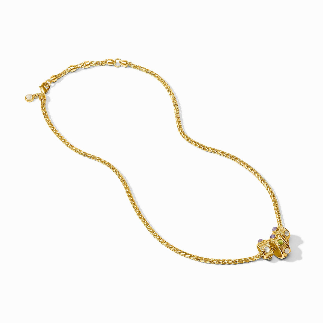 Julie Vos cobblestone loop necklace with multi-stone cat's eye design, showcasing elegant accessory jewelry.