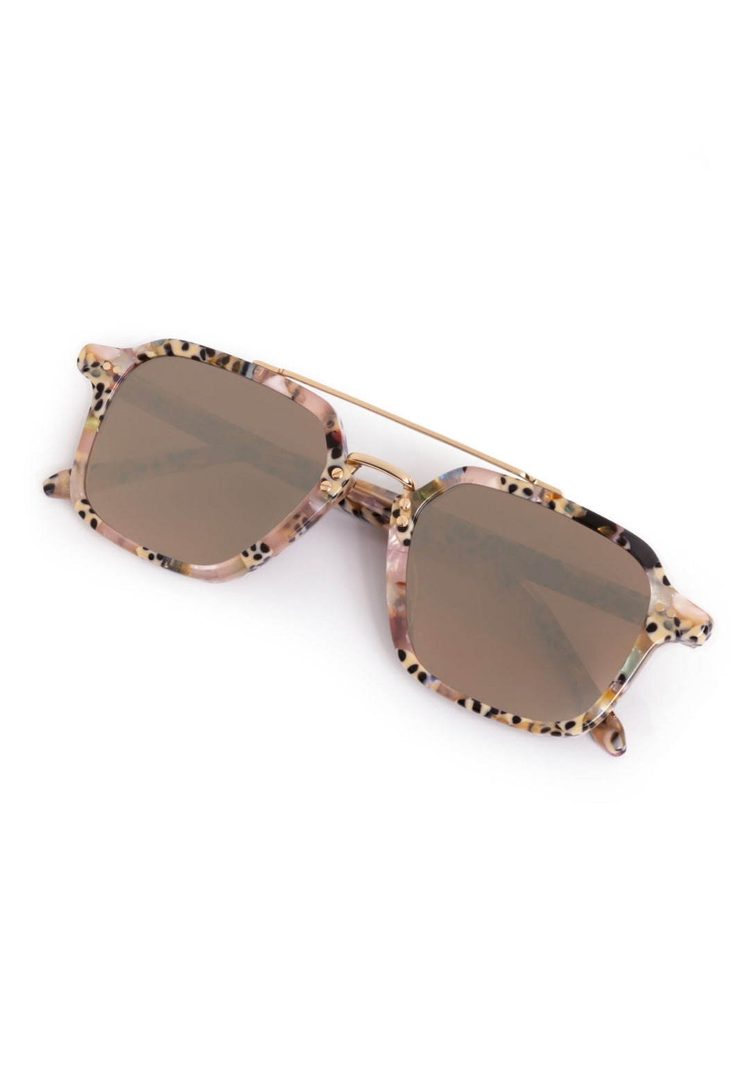 KREWE Colton Pink Poppy sunglasses, folded side view