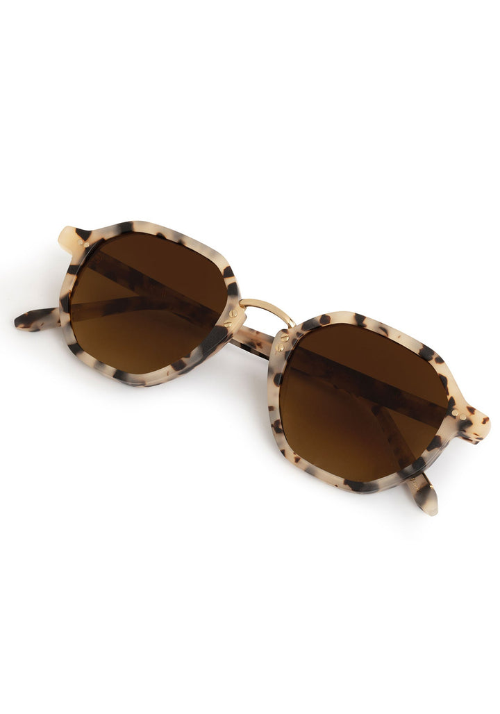 KREWE Dakota matte oyster polarized sunglasses, folded side view