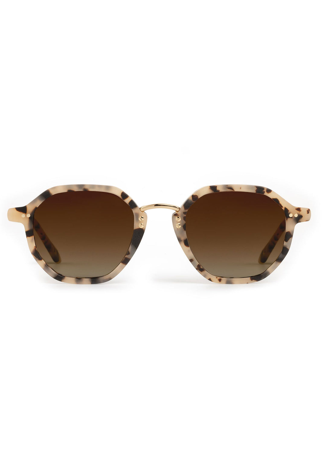 KREWE Dakota sunglasses in matte oyster tortoise acetate with 18K gold bridge, front view