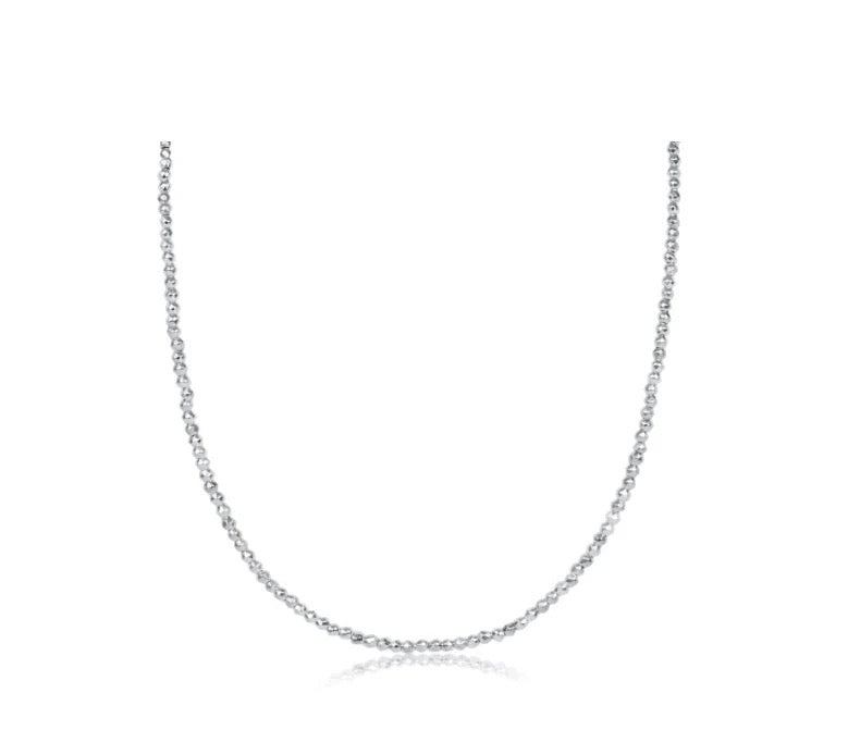 Silver hematite necklace on a white background