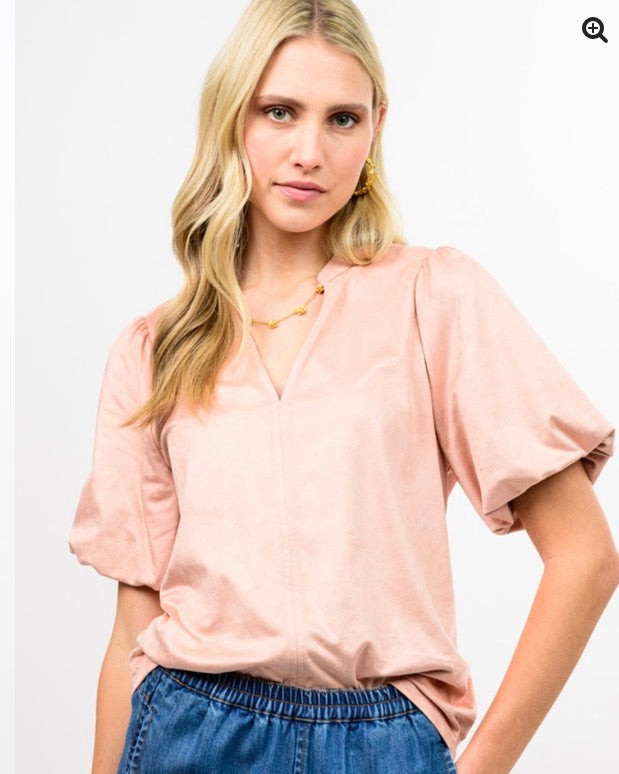 Faux Suede Sleeve Top