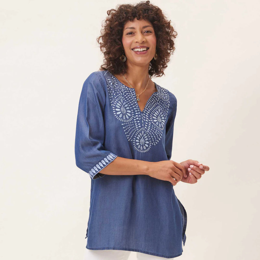 Chambray Tunic with Embroidery