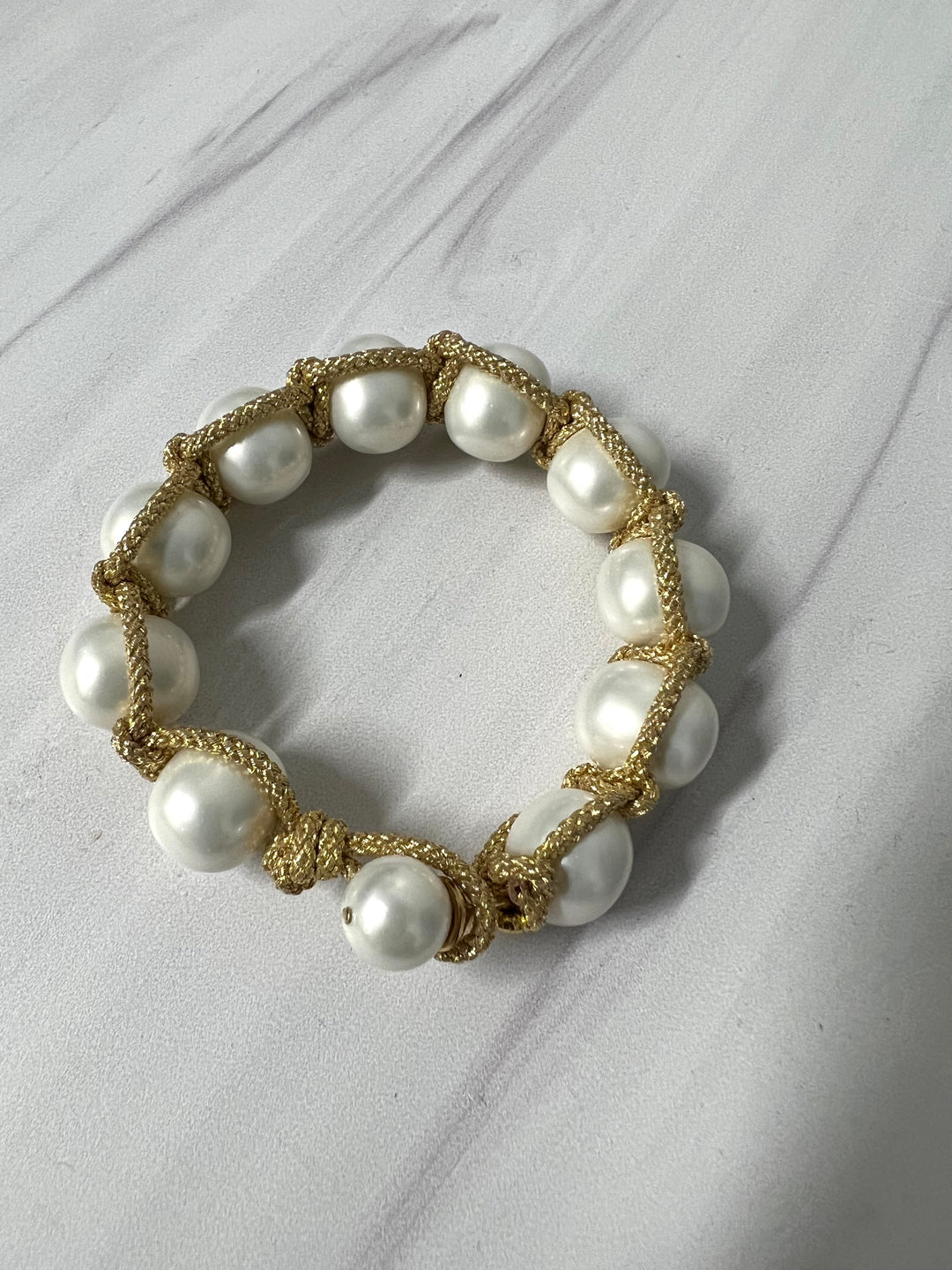Pearl Macrame Bracelet with button clasp