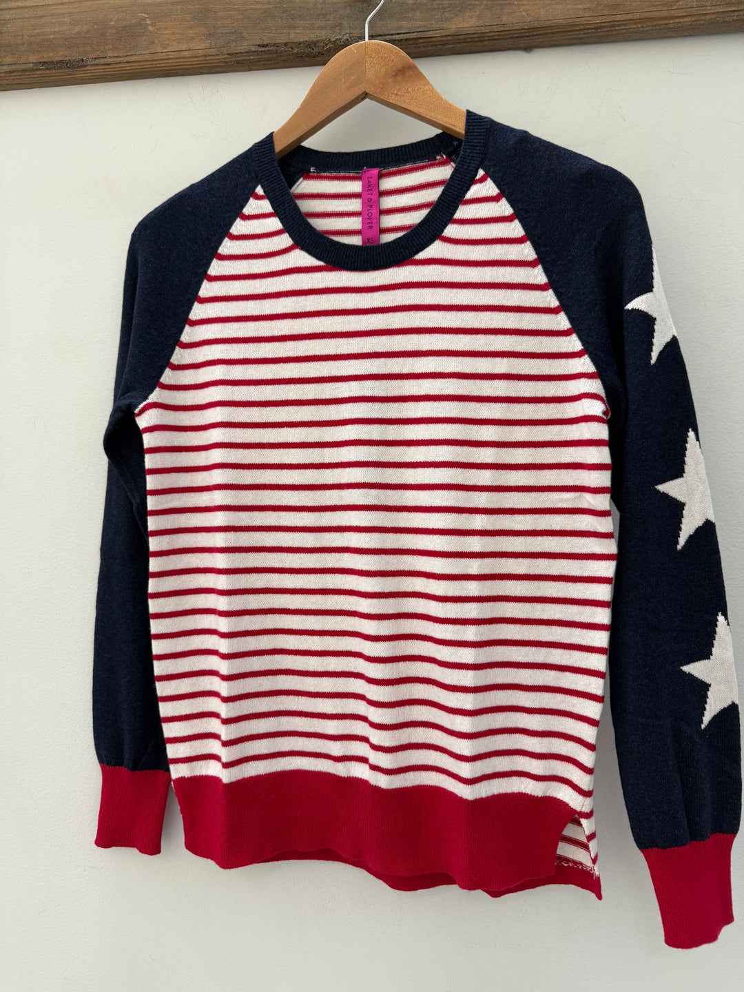 Zaket & Plover Americana Star sweater featuring a classic star design on a cozy knit top for casual style.