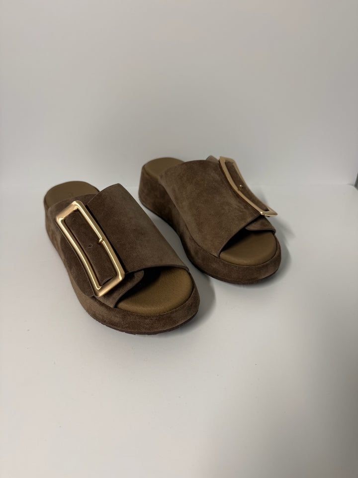 Elara Taupe Suede Sandal