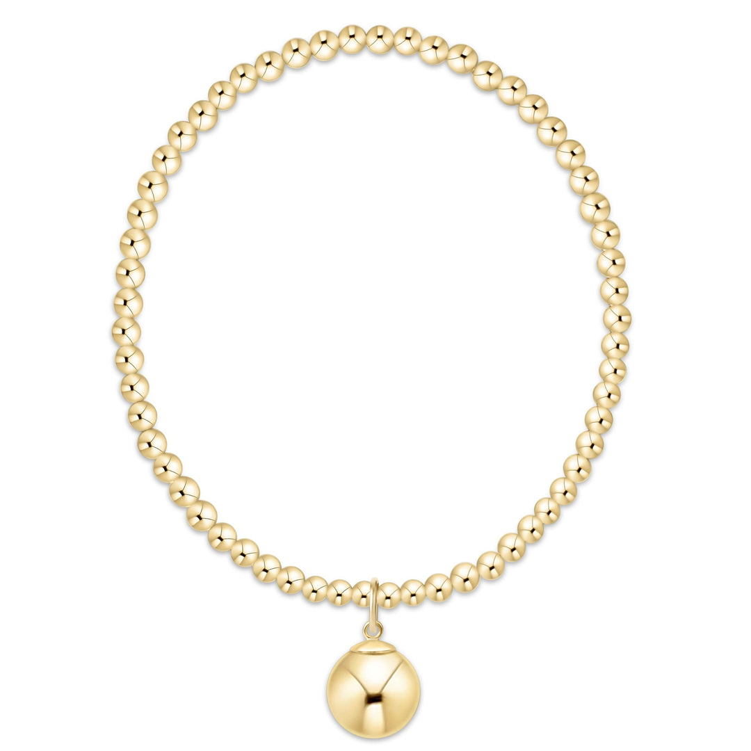 Classic Gold 3mm Bracelet - Classic Gold 10mm Charm
